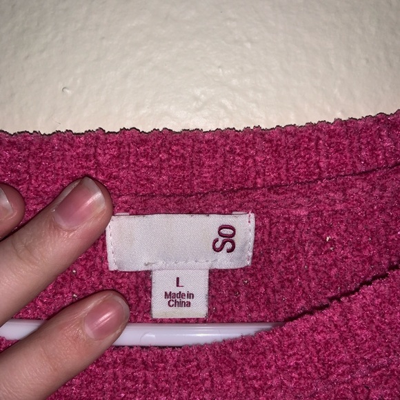 SO brand fuzzy pink sweater - Picture 2 of 3